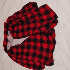 Checkered red and black flannel.